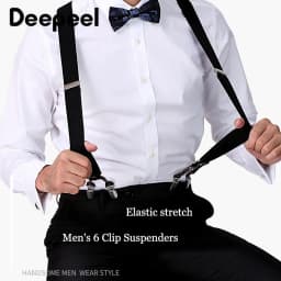 Men's Suspenders 6 Clips Wide Braces Corn Teeth Elastic Male Jockstrap Pants Suspender for Men Business Suit Mens Accessories