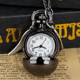 Black Smooth Spherical Quartz Pocket Watch Small Wings Flip Arabic Numerals Men Women Clock Gift Student Pendant