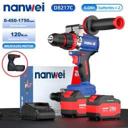 Brushless Cordless Impact Drill NANWEI Cordless 20v 13mm Ice Drill Power Tool 160NM High Torque