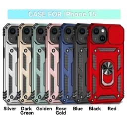 Ring Stand Rotating Slide Camera Lens Military Grade Armor Case for iPhone 17 16 E 14 13 12 11 15 Pro Max Plus Mini Cover