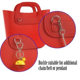 Tanqu Edge Painting Silver Metal D Buckle Mini Oblong Leather Handle for O Bag Mini O Chic Handbag