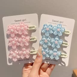 4/6Pcs Anime Card Captor Sakura Cute Pink Creamy Flower Bb Hairpin Side Hair Clip Girl Headwear Sweet Hairpins Ornament Gift