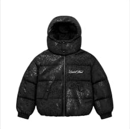 Y2K Puffer Jacket for Women Black Leopard Print Hooded Zip Up Oversized Quilted Padded Coat Autumn Winter Everyday Streetwear