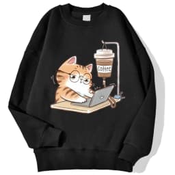 Work Cats That Cannot Do Without Coffee Womens Hoody Loose Comfortable Hoodies Harajuku Fleece Hoodie Fashion Autumn Men Top