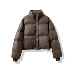 Women's Short PU Leather down Jacket Thickened Bread Style Zipper Closure Korean Style Straight Cut Cotton Inner Winter Coat