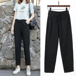 Women Spring Summer Pants Cotton Solid Elastic Waist Candy Colors Harem Trousers Casual Female Pants