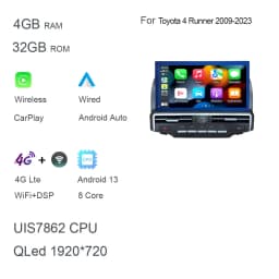 13" CarPlay Auto Android 13 Car Radio For Toyota 4 Runner 4runner 2009-2023 Car stereo Multimedia Player GPS Navigation WiFi