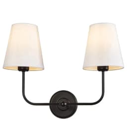 American Country Wall Lamp With Double-Head Iron Fabric Cover European Style Living Room Hotel Room Bedroom Bedside Wall Lights