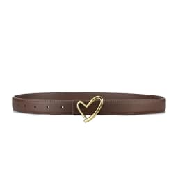 Women's Leather Belt with Smooth Heart Buckle, Minimalist and Premium Style, Suitable for Jeans, Suits, and Dresses
