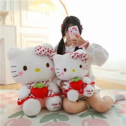 23cm Sanrio Hello Kitty Doll Fruit Strawberry Cat Doll Girls Plush Toy Home Decor Pillow Cute Cartoon Girls Birthday Gifts