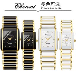 CHENXI 104A Couple's Quartz Watch Gold Black and White Ceramic Luxury Watch Men's and Women's Valentine's Day Gift Watch Reloj