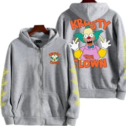 The Simpsons Krusty the Clown Men's Anime Zipper Hoodie Outdoor New Women's Sportswear Autumn/Winter Fashion Couple Cartoon Top