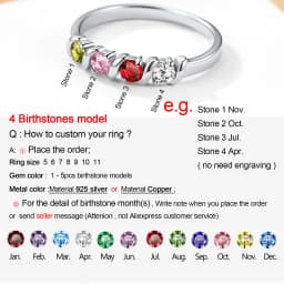 U7 925 Sterling Silver 1-5pcs Birthstones Ring for Woman Promise Engagement Wedding Custom Family Jewelry Gift Mother Grandma