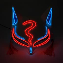 Holiday Light Up Neon Half Face Mask Flashing in Dark Fox Mask Halloween LED Luminous Fox Mask for Women Girl Cosplay Props