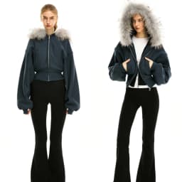 Classic Hidden Blue Collar Short Zip Up Hoodies Winter Clothes Women Y2K New Fashion Plush Cardigan Coat Harajuku Casual Hoodies