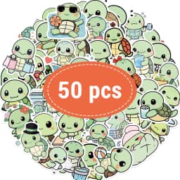 50PCS Cute Little Turtle Sticker Graffiti Tortoise DIY Diary Guitar Phone Luggage Sticker Children's Boys Girls Sticker Toys