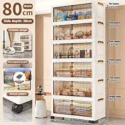 Heavy Duty Foldable Storage Cabinet with Wheels – Multi-layer Baby Wardrobe & Toy Organizer for Bedroom, Space-Saving for Kids