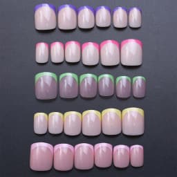 240/120pcs Summer Colorful Fake Nails Short Square Press On Nails French Acrylic Manicure Nail Art Glossy Full Cover False Nail