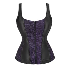 Women Corset with Straps Black Overbust Corset Plus Size Floral Jacquard Corset Zipper Top Gothic Steampunk Corset Bustier