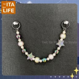 Italife Blue Chain Star Pearls Double Chains Ita bag Accessories Pink DIY Candy Shining Star Chain Anime ItaBag Decoration H335