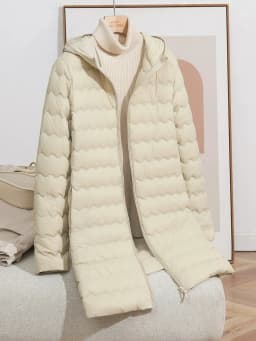 Schinteon Women's Lightweight 90% White Duck down Long Jacket with Hood Casual Autumn Winter High Qaulity Outwear Coat 2026 New