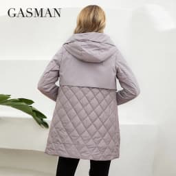 GASMAN New Women Jacket Spring 2023 High-Quality Mid-Length Women Coat Stitching Hooded Design Windproof Casual parkas 8226