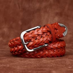 3.5CM Wide Leather Woven Belt Men's First Layer Cowhide Handmade Belt Men's Pin Buckle Versatile Casual Pants Belt
