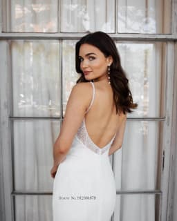 Elegant Spaghetti Straps Beaded Soft Satin MermId Wedding Dresses Backless Custom Made 2024 Vestido De Noival