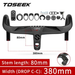 TOSEEK Bicycle Handlebar Drop Bar T800 Road Carbon Handlebar Integrated Road Handlebar Bent Bar Internal Cable Routing Bike Par