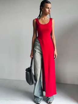 Sexy Sleeveless Side High Split Midi Dress Backless Women's Summer Party Club Streetwear Y2K Style Solid Color