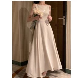 Ele Chic Long Svel Dr High Waist A-Line Silhouette Commute Sle Summer Collection Faionable oulder Design