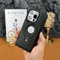 For iPhone 16 Pro Max Luxury Cortex Leather Magsafe Magnetic Stand Holder Phone Case For iPhone 13 14 15 Plus 17 18 Back Cover