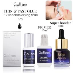 Gollee 0.5-1s Dry Eyelashes Extension Glue 15ml Eyelash Cleansing Primer Lasting Professional Lash Extension Primer Super Bonder