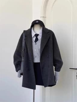 Short Double Sided Wool Coat Women's Loose Korean Woolen Suit Coats for Women Clothing Female New in Outwear Spring