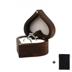Free Customize Wedding Ring Box With Bag Heart Shape Personalized Custom Wood Ring Box Engagement Ring Boxs Christmas Gifts