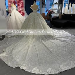 Customized V-Neck Shiny Off The Shoulder Appliques Wedding Dress 2026 Ball Gown Floor Length Sweep Train Lace Up Bridal Gown