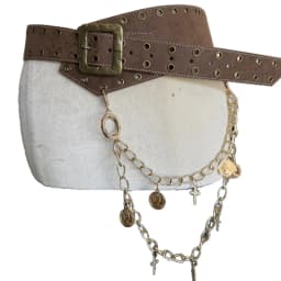 Punk Studded Irregular Tortoise Belt Hairy Cross Chain Pu Personalized Belt Spice Girls Dark Jeans Accessory Belt