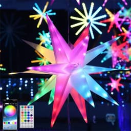 Dia40/50/60CM Smart Christmas Star Tree Topper Moravian Star Light LED Bluetooth App & RGBIC Remote Firework Starburst Light