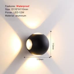 Round Square Modern Wall Lights Garden Porch Ip65 Waterproof Up Down Lighting Outdoor Led Bedroom Lamp Wall Decor