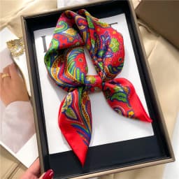 2025 New Paisley Print Small Square Scarf Soft Satin Silk-like Thin Neck Scarf Mature Style Sunscreen Headscarf For Women