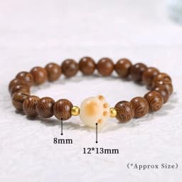 JD Natural Bodhi Root Carved Cat Claw Lucky Cat Cartoon Bracelet Women Weathered Charcoal Burn Small Cute Ethnic Style Jewelry