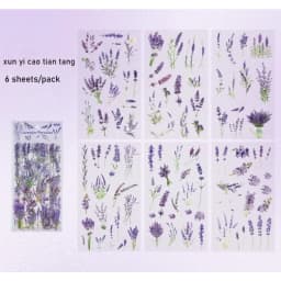 6 Sheets/pack PET Die-cut Sticker Retro Plants Flowers Ferns Clovers Lavenders DIY Scrapbook Junk Journal Collage Materials