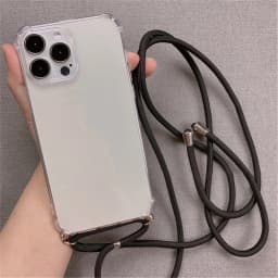 For iPhone 18 17 16 15 14 ProMax Crossbody Necklace Cord Lanyards Transparent Case For iPhone 11 12 13 Pro Max XS XR Soft Cover