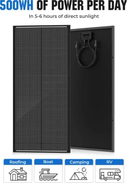 Rvpozwer 100W Solar Panel 25% High Efficiency 18BB 100 Watt Solar Panel 18BB N-Type Monocrystalline PV Modules for RV Marine Rooftop Farm Trailer Home Off-Grid System