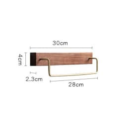 Black Walnut Wood Towel Rack Wall Mounted Retro Towel Bar Wooden Towel Holder 30cm Towel Rail Brass Hooks for Bathroom Kitchen