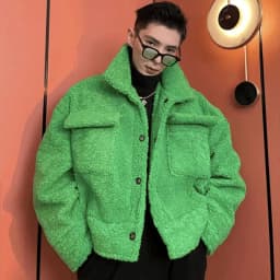 2024 New Men's Lamb Plush Jacket Cotton Thick Winter Short Loose Trendy Baseball Clothing Couple Outfit Popular Trend A210