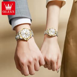 OLEVS Top Original Quartz Couple Watch Roman Scale Diamond Dial Luxury Watch For Men Women Rhombus Strap Waterproof Hand Clock