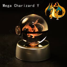 Pokemon 3D Crystal Ball Pikachu Gengar Mew Mewtwo Figurines Lamp Base Pokeball 3D Pokemon Glass Ball Statue Birthday Gift