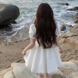 CGC Vintage Puff Sleeves White Short Dresses For Women Summer Elegant Party Dresses Korean Fashion Female Kawaii Lolita Dress