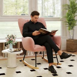 TUAREX High Back Nursery Rocking Chair, Modern Upholstered Glider Rocker, Comfy Indoor Accent Armchair for Bedroom Living Room